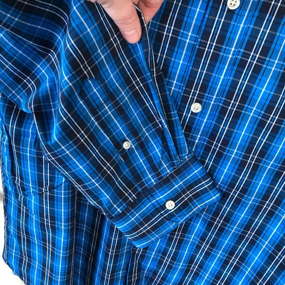 NWT Chaps Easy Care Button Down Plaid Shirt Blue - Picture 3 of 4